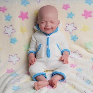 🆕18Inch Full Platinum Silicone Reborn Baby Dolls Sleeping Bald Baby Boy Leo